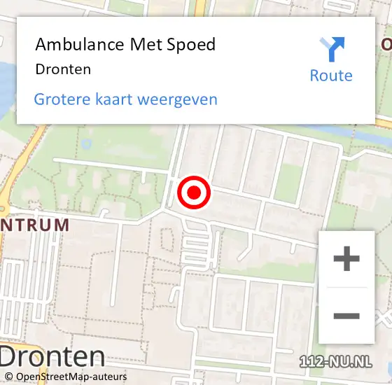 Locatie op kaart van de 112 melding: Ambulance Met Spoed Naar Dronten op 15 april 2024 13:12