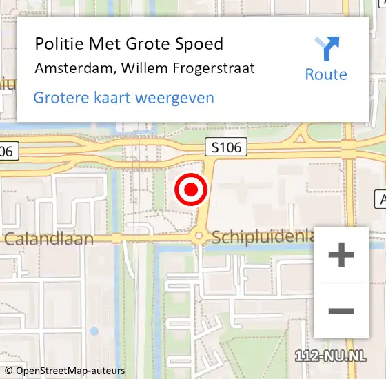 Locatie op kaart van de 112 melding: Politie Met Grote Spoed Naar Amsterdam, Willem Frogerstraat op 15 april 2024 13:13