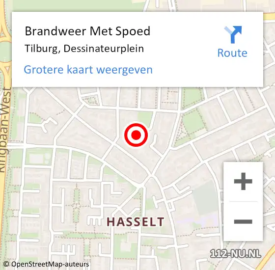 Locatie op kaart van de 112 melding: Brandweer Met Spoed Naar Tilburg, Dessinateurplein op 15 april 2024 13:38