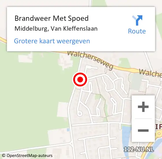 Locatie op kaart van de 112 melding: Brandweer Met Spoed Naar Middelburg, Van Kleffenslaan op 15 april 2024 13:44