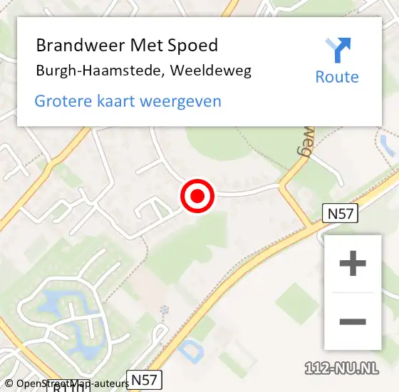 Locatie op kaart van de 112 melding: Brandweer Met Spoed Naar Burgh-Haamstede, Weeldeweg op 15 april 2024 13:46