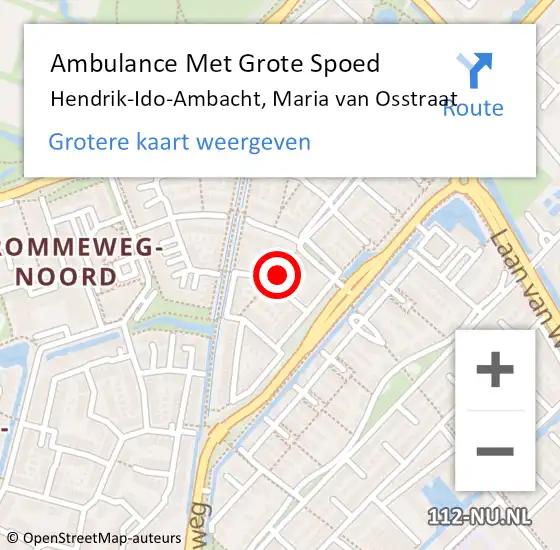 Locatie op kaart van de 112 melding: Ambulance Met Grote Spoed Naar Hendrik-Ido-Ambacht, Maria van Osstraat op 15 april 2024 13:48