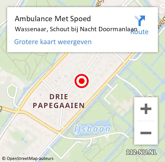 Locatie op kaart van de 112 melding: Ambulance Met Spoed Naar Wassenaar, Schout bij Nacht Doormanlaan op 15 april 2024 13:50