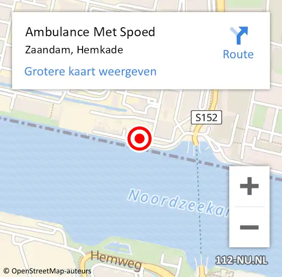 Locatie op kaart van de 112 melding: Ambulance Met Spoed Naar Zaandam, Hemkade op 15 april 2024 13:58