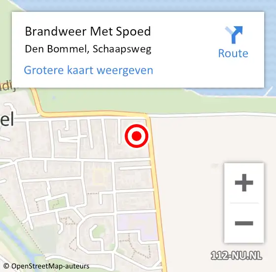 Locatie op kaart van de 112 melding: Brandweer Met Spoed Naar Den Bommel, Schaapsweg op 15 april 2024 14:13