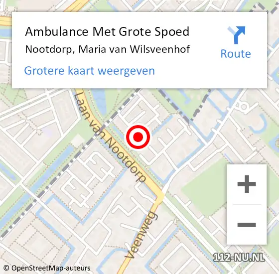 Locatie op kaart van de 112 melding: Ambulance Met Grote Spoed Naar Nootdorp, Maria van Wilsveenhof op 15 april 2024 14:16