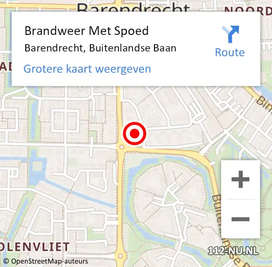 Locatie op kaart van de 112 melding: Brandweer Met Spoed Naar Barendrecht, Buitenlandse Baan op 15 april 2024 14:17