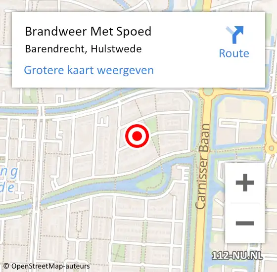 Locatie op kaart van de 112 melding: Brandweer Met Spoed Naar Barendrecht, Hulstwede op 15 april 2024 14:31