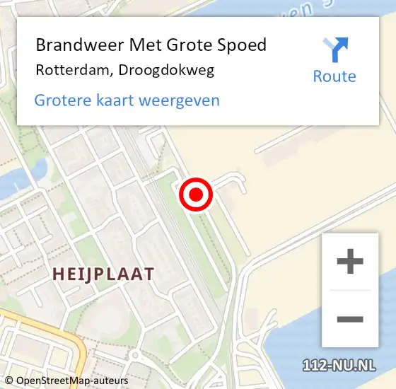 Locatie op kaart van de 112 melding: Brandweer Met Grote Spoed Naar Rotterdam, Droogdokweg op 15 april 2024 14:37