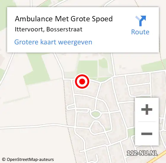 Locatie op kaart van de 112 melding: Ambulance Met Grote Spoed Naar Ittervoort, Bosserstraat op 2 oktober 2014 14:35