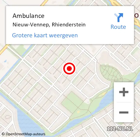 Locatie op kaart van de 112 melding: Ambulance Nieuw-Vennep, Rhienderstein op 15 april 2024 15:05