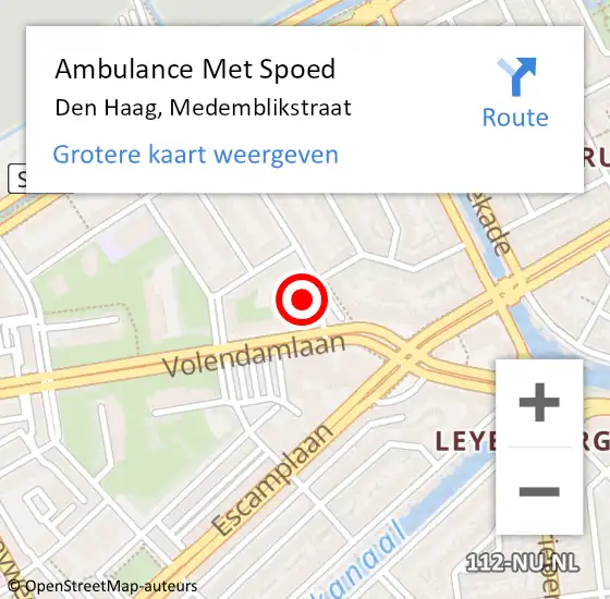 Locatie op kaart van de 112 melding: Ambulance Met Spoed Naar Den Haag, Medemblikstraat op 15 april 2024 15:25