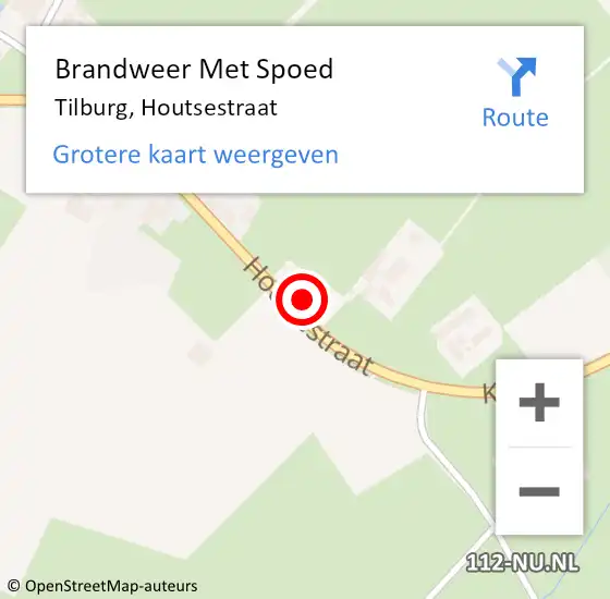 Locatie op kaart van de 112 melding: Brandweer Met Spoed Naar Tilburg, Houtsestraat op 15 april 2024 15:27