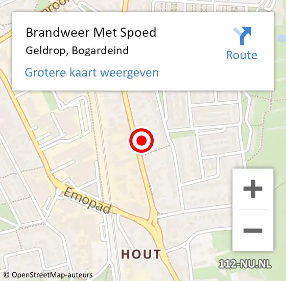Locatie op kaart van de 112 melding: Brandweer Met Spoed Naar Geldrop, Bogardeind op 15 april 2024 15:34