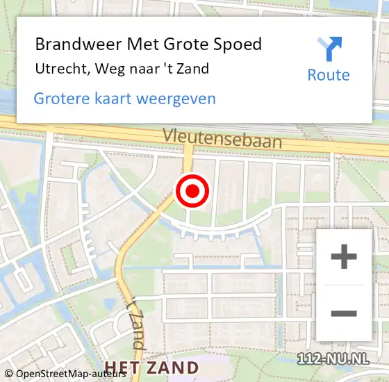 Locatie op kaart van de 112 melding: Brandweer Met Grote Spoed Naar Utrecht, Weg naar 't Zand op 15 april 2024 15:37