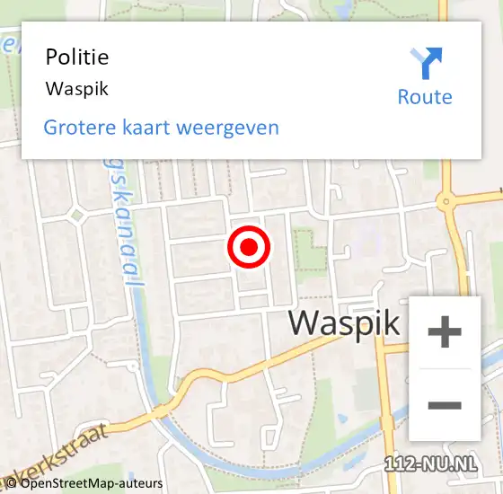 Locatie op kaart van de 112 melding: Politie Waspik op 15 april 2024 15:42