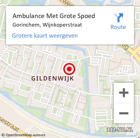 Locatie op kaart van de 112 melding: Ambulance Met Grote Spoed Naar Gorinchem, Wijnkoperstraat op 15 april 2024 15:43
