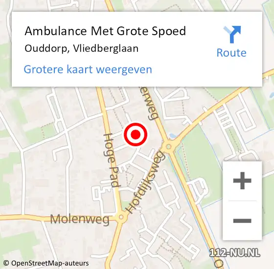 Locatie op kaart van de 112 melding: Ambulance Met Grote Spoed Naar Ouddorp, Vliedberglaan op 15 april 2024 15:54