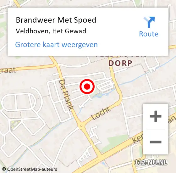 Locatie op kaart van de 112 melding: Brandweer Met Spoed Naar Veldhoven, Het Gewad op 15 april 2024 15:58