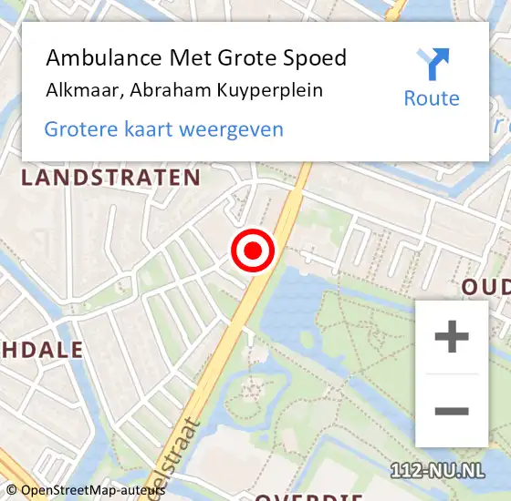 Locatie op kaart van de 112 melding: Ambulance Met Grote Spoed Naar Alkmaar, Abraham Kuyperplein op 15 april 2024 16:32