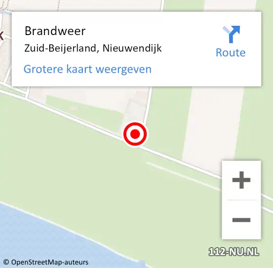 Locatie op kaart van de 112 melding: Brandweer Zuid-Beijerland, Nieuwendijk op 15 april 2024 16:52