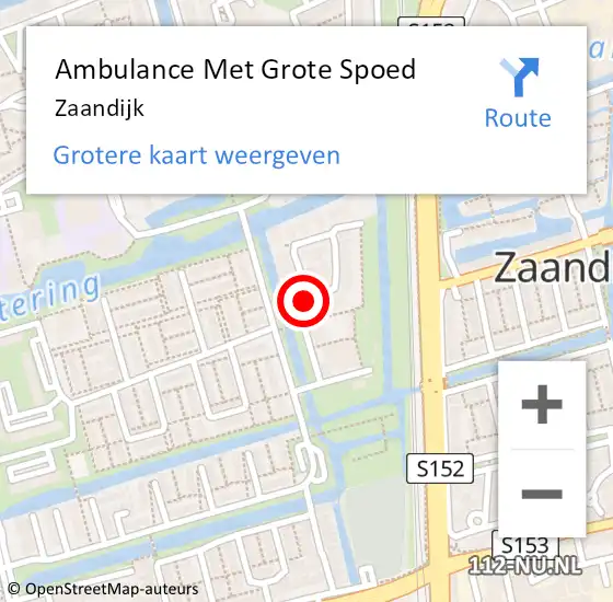 Locatie op kaart van de 112 melding: Ambulance Met Grote Spoed Naar Zaandijk op 15 april 2024 16:56