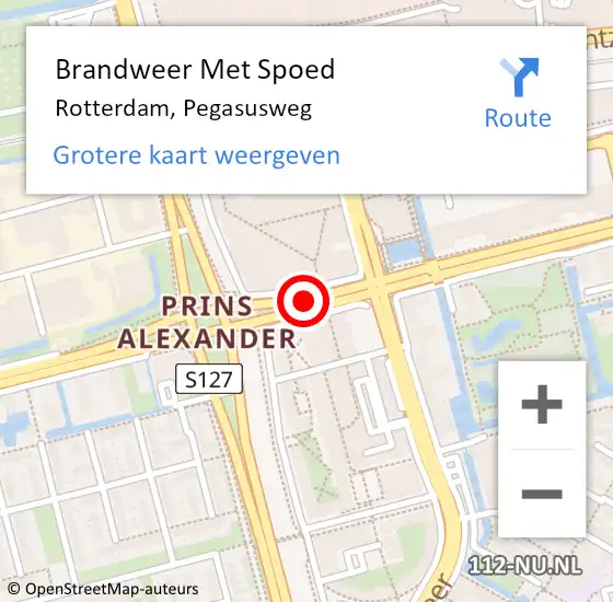 Locatie op kaart van de 112 melding: Brandweer Met Spoed Naar Rotterdam, Pegasusweg op 15 april 2024 17:19
