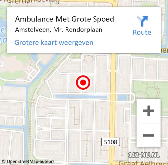 Locatie op kaart van de 112 melding: Ambulance Met Grote Spoed Naar Amstelveen, Mr. Rendorplaan op 15 april 2024 17:23