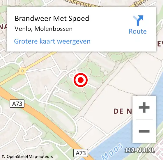 Locatie op kaart van de 112 melding: Brandweer Met Spoed Naar Venlo, Molenbossen op 15 april 2024 17:31