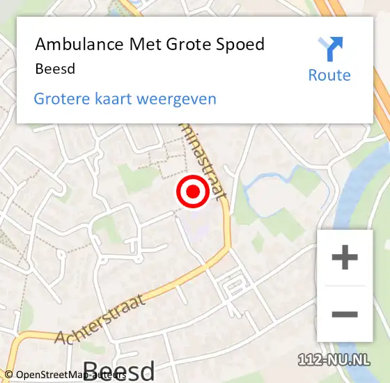 Locatie op kaart van de 112 melding: Ambulance Met Grote Spoed Naar Beesd op 15 april 2024 17:51