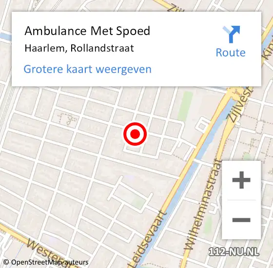 Locatie op kaart van de 112 melding: Ambulance Met Spoed Naar Haarlem, Rollandstraat op 15 april 2024 17:57