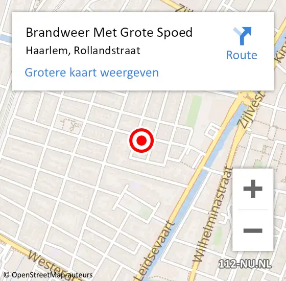 Locatie op kaart van de 112 melding: Brandweer Met Grote Spoed Naar Haarlem, Rollandstraat op 15 april 2024 18:08