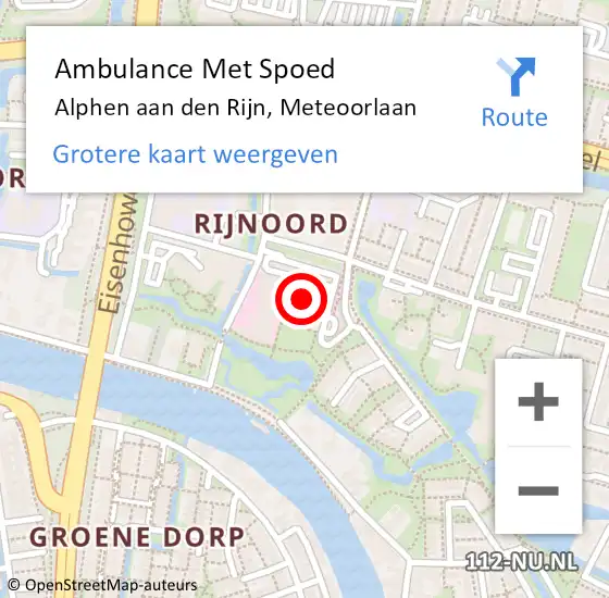 Locatie op kaart van de 112 melding: Ambulance Met Spoed Naar Alphen aan den Rijn, Meteoorlaan op 15 april 2024 18:14