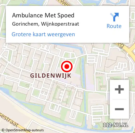 Locatie op kaart van de 112 melding: Ambulance Met Spoed Naar Gorinchem, Wijnkoperstraat op 15 april 2024 18:14