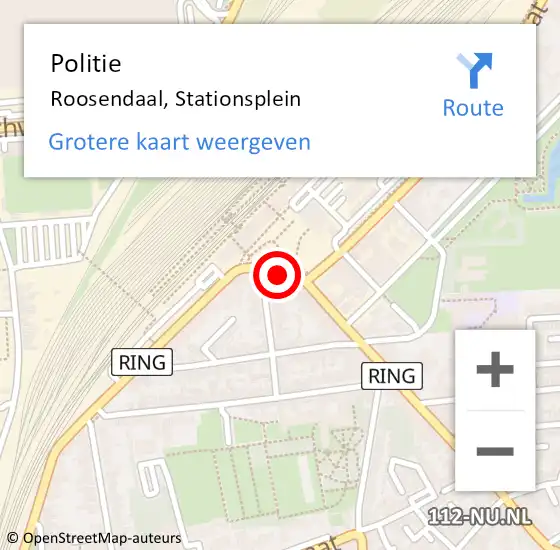 Locatie op kaart van de 112 melding: Politie Roosendaal, Stationsplein op 15 april 2024 18:24