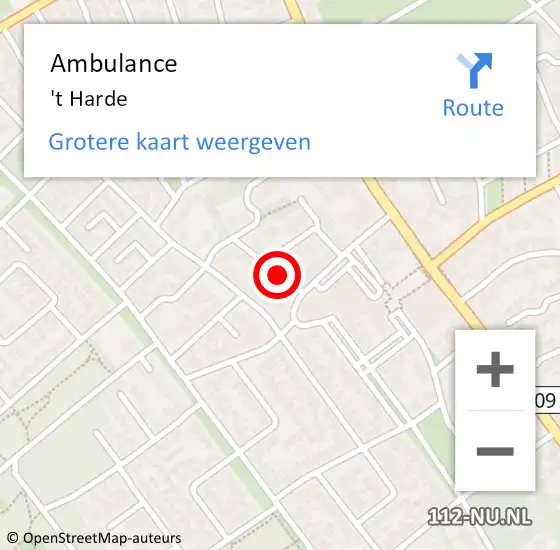 Locatie op kaart van de 112 melding: Ambulance 't Harde op 15 april 2024 18:27