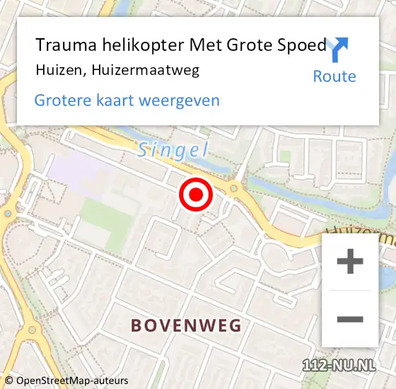 Locatie op kaart van de 112 melding: Trauma helikopter Met Grote Spoed Naar Huizen, Huizermaatweg op 15 april 2024 18:50