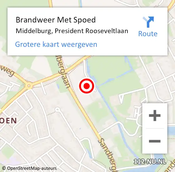 Locatie op kaart van de 112 melding: Brandweer Met Spoed Naar Middelburg, President Rooseveltlaan op 15 april 2024 18:56
