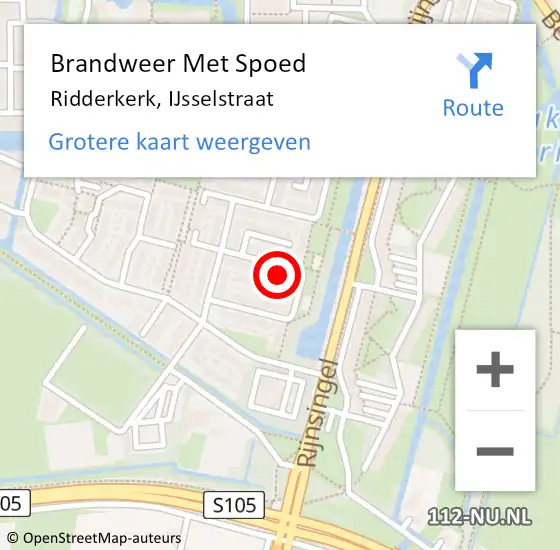 Locatie op kaart van de 112 melding: Brandweer Met Spoed Naar Ridderkerk, IJsselstraat op 15 april 2024 19:04