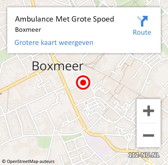Locatie op kaart van de 112 melding: Ambulance Met Grote Spoed Naar Boxmeer op 15 april 2024 19:21