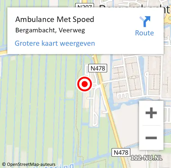 Locatie op kaart van de 112 melding: Ambulance Met Spoed Naar Bergambacht, Veerweg op 15 april 2024 20:16