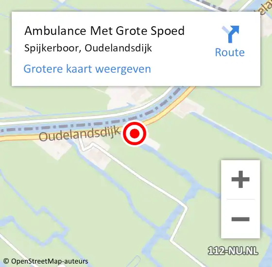 Locatie op kaart van de 112 melding: Ambulance Met Grote Spoed Naar Spijkerboor, Oudelandsdijk op 15 april 2024 21:03