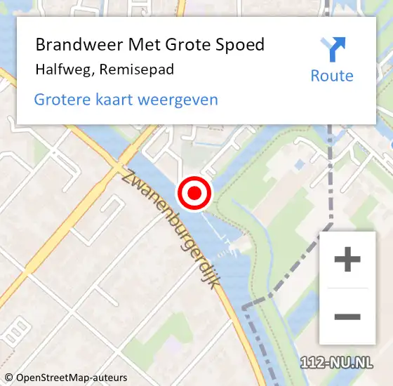 Locatie op kaart van de 112 melding: Brandweer Met Grote Spoed Naar Halfweg, Remisepad op 15 april 2024 21:04