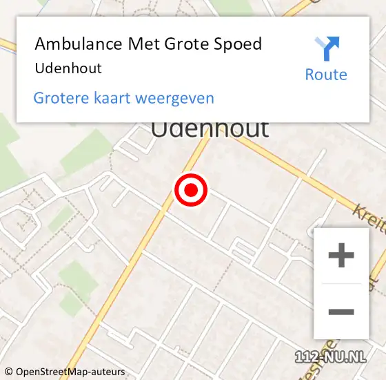 Locatie op kaart van de 112 melding: Ambulance Met Grote Spoed Naar Udenhout op 15 april 2024 21:12