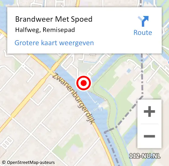 Locatie op kaart van de 112 melding: Brandweer Met Spoed Naar Halfweg, Remisepad op 15 april 2024 21:29