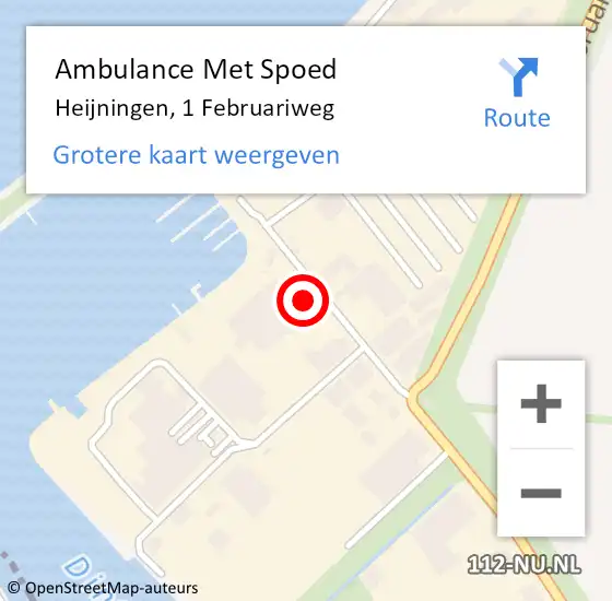 Locatie op kaart van de 112 melding: Ambulance Met Spoed Naar Heijningen, 1 Februariweg op 2 oktober 2014 15:22