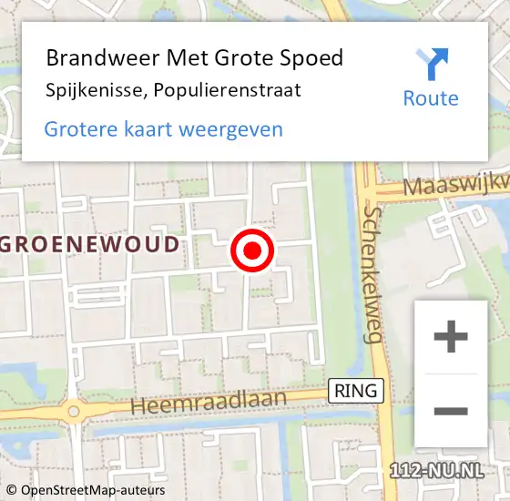 Locatie op kaart van de 112 melding: Brandweer Met Grote Spoed Naar Spijkenisse, Populierenstraat op 15 april 2024 22:22