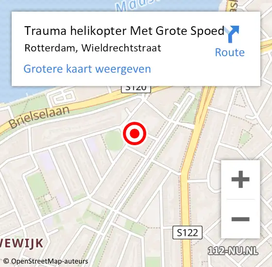 Locatie op kaart van de 112 melding: Trauma helikopter Met Grote Spoed Naar Rotterdam, Wieldrechtstraat op 15 april 2024 23:32