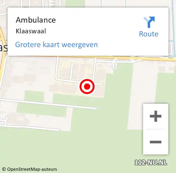 Locatie op kaart van de 112 melding: Ambulance Klaaswaal op 16 april 2024 00:51