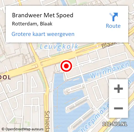 Locatie op kaart van de 112 melding: Brandweer Met Spoed Naar Rotterdam, Blaak op 16 april 2024 01:18